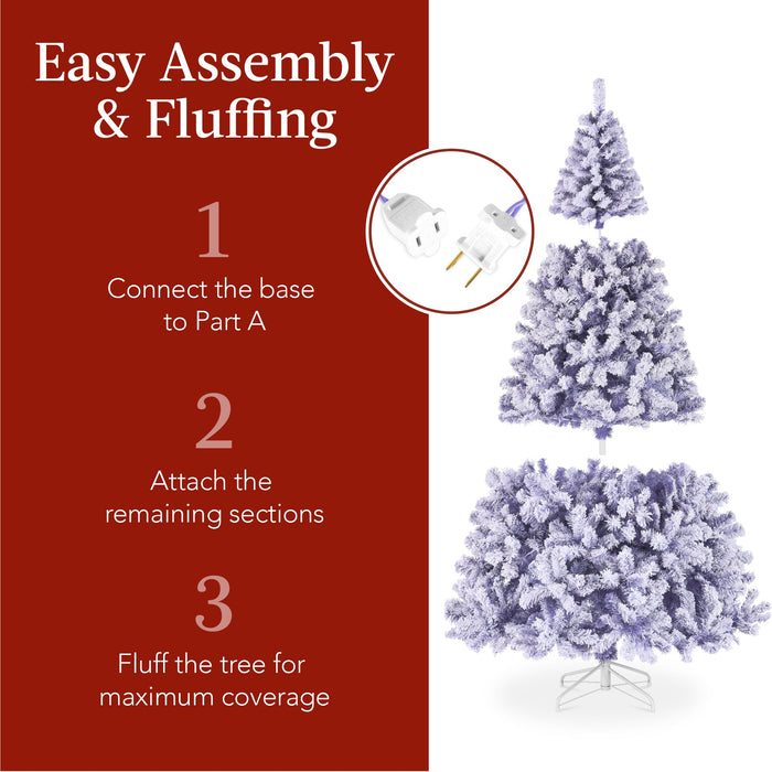 Pre-Lit Lavender Flocked Artificial Pine Christmas Tree w/ White Lights