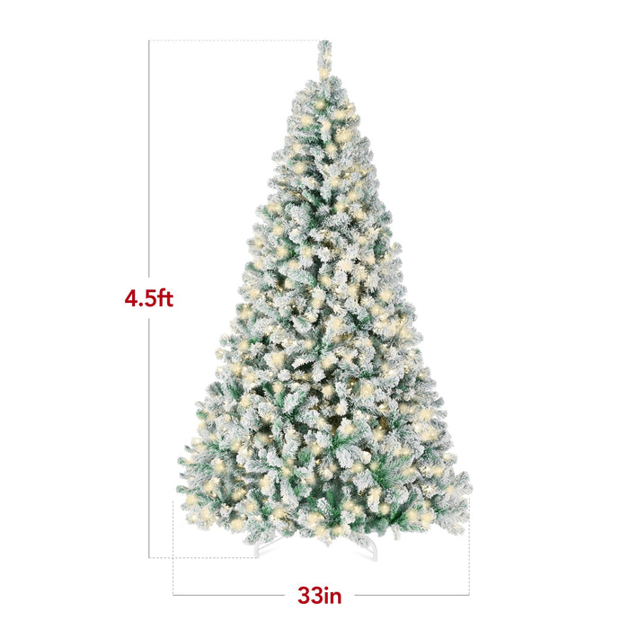 Pre-Lit Sage Green Flocked Artificial Pine Christmas Tree w/ White Lights