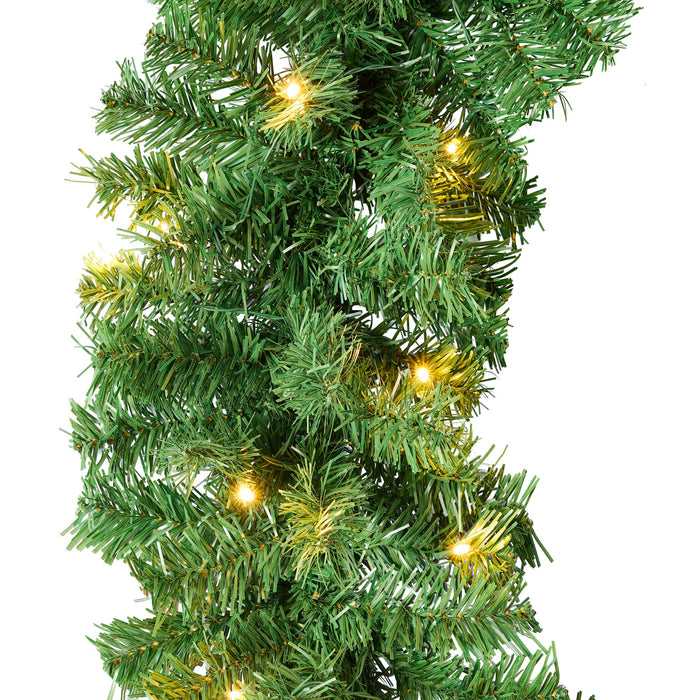 Pre-Lit Pre-Decorated Cordless Garland w/ 50 2-in-1 LED Lights - 9ft