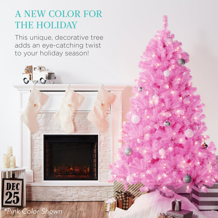 Pre-Lit Artificial Purple Christmas Tree w/ Incandescent Lights