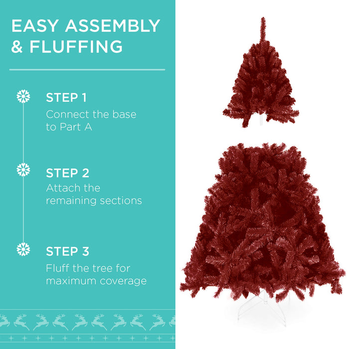 Pre-Lit Artificial Burgundy Christmas Tree w/ Incandescent Lights