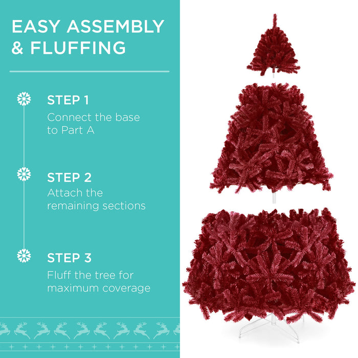 Pre-Lit Artificial Burgundy Christmas Tree w/ Incandescent Lights