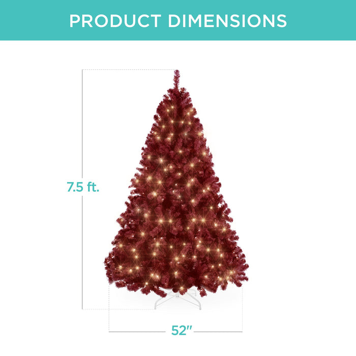 Pre-Lit Artificial Burgundy Christmas Tree w/ Incandescent Lights