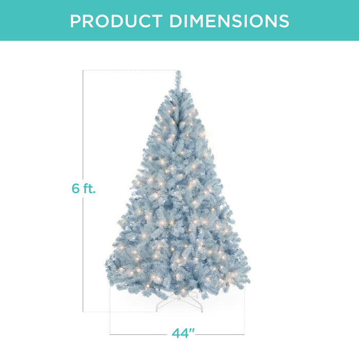 Pre-Lit Artificial Ice Blue Christmas Tree w/ Incandescent Lights