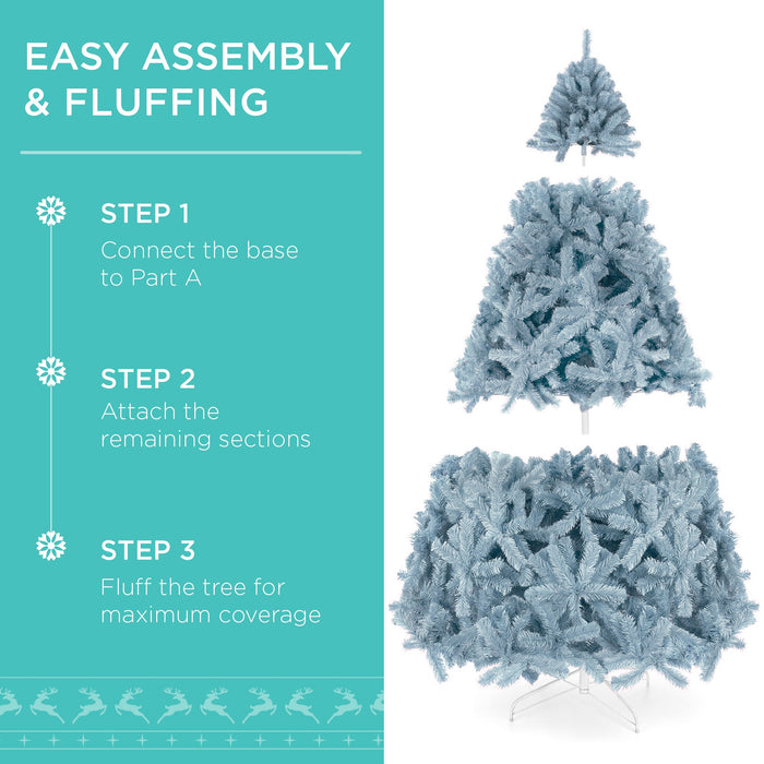 Pre-Lit Artificial Ice Blue Christmas Tree w/ Incandescent Lights