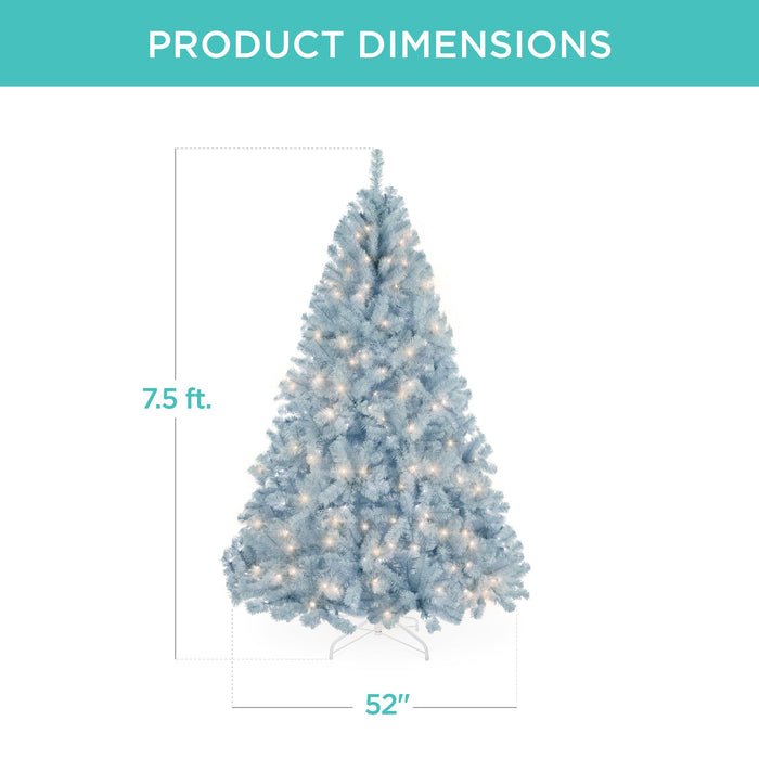 Pre-Lit Artificial Ice Blue Christmas Tree w/ Incandescent Lights