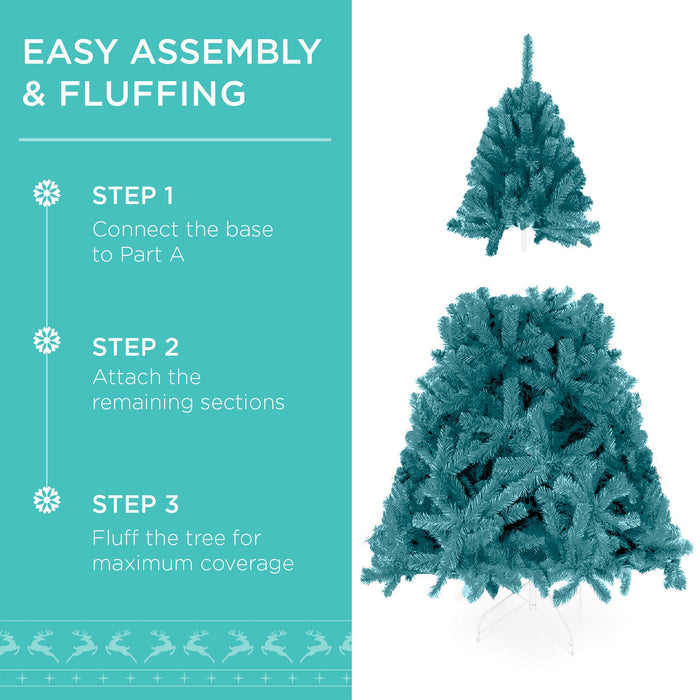 Pre-Lit Artificial Peacock Blue Christmas Tree w/ Incandescent Lights