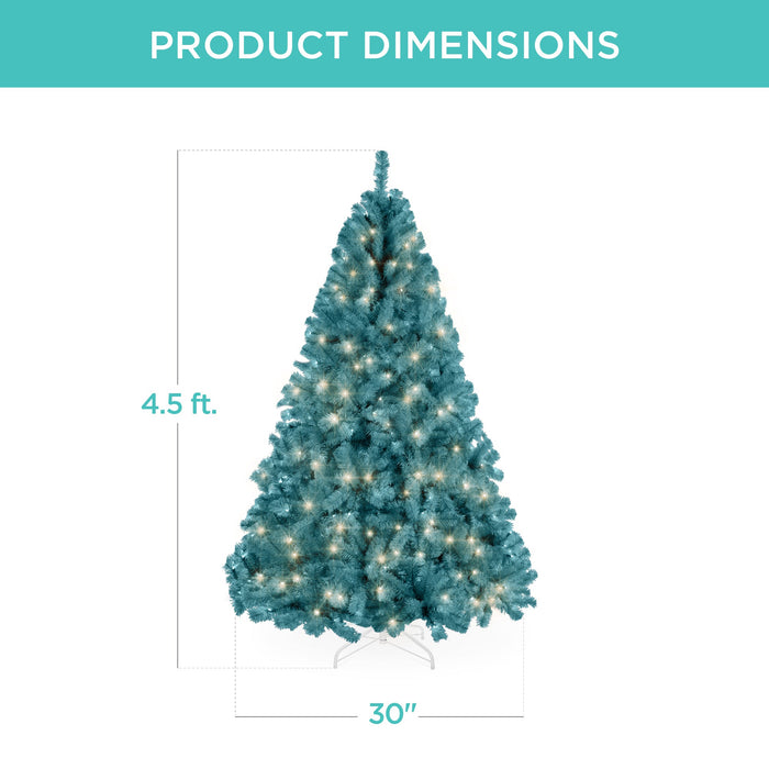 Pre-Lit Artificial Peacock Blue Christmas Tree w/ Incandescent Lights