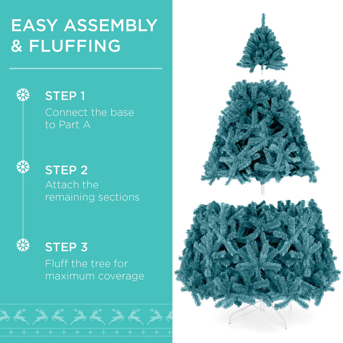 Pre-Lit Artificial Peacock Blue Christmas Tree w/ Incandescent Lights