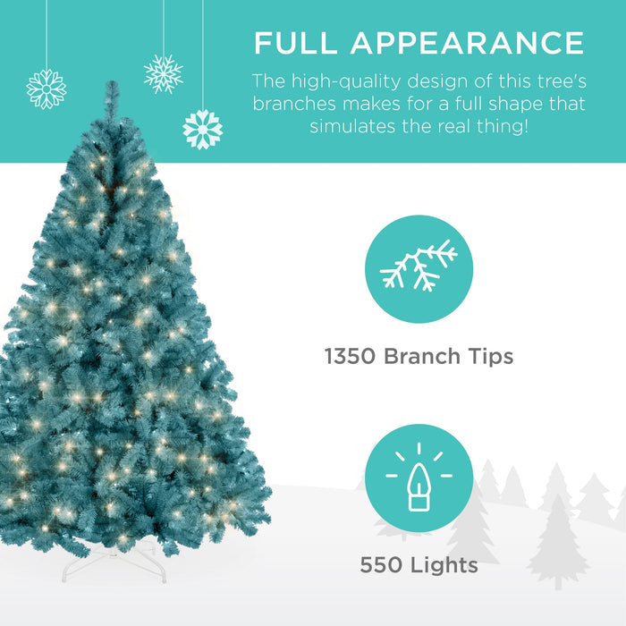 Pre-Lit Artificial Peacock Blue Christmas Tree w/ Incandescent Lights