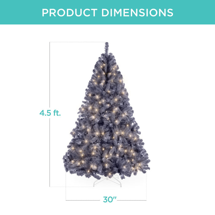 Pre-Lit Artificial Charcoal Gray Christmas Tree w/ Incandescent Lights