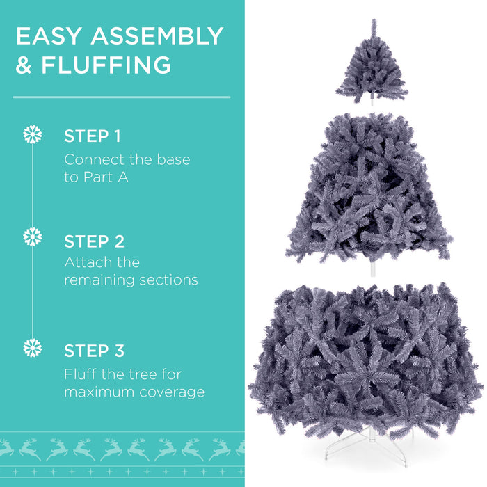 Pre-Lit Artificial Charcoal Gray Christmas Tree w/ Incandescent Lights