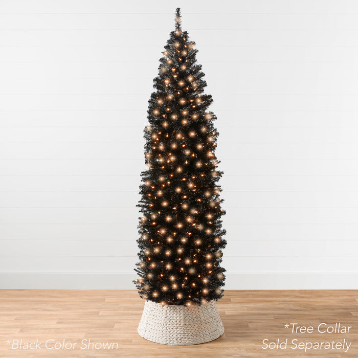 Pre-Lit Pink Artificial Pencil Holiday Tree w/ Warm White Lights, Stand