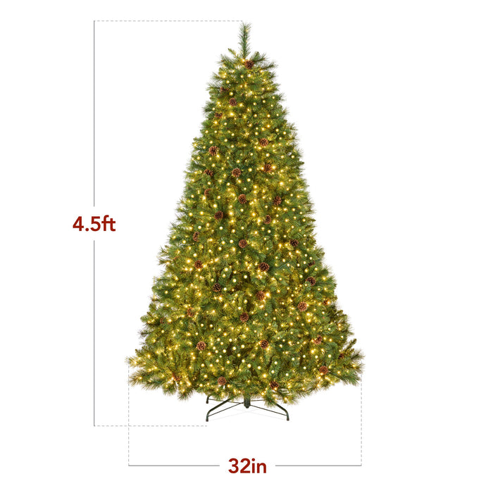 Pre-Lit Artificial Scotch Pine Christmas Tree w/ Metal Stand