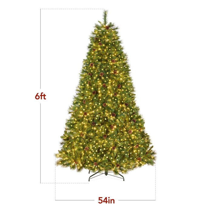 Pre-Lit Artificial Scotch Pine Christmas Tree w/ Metal Stand