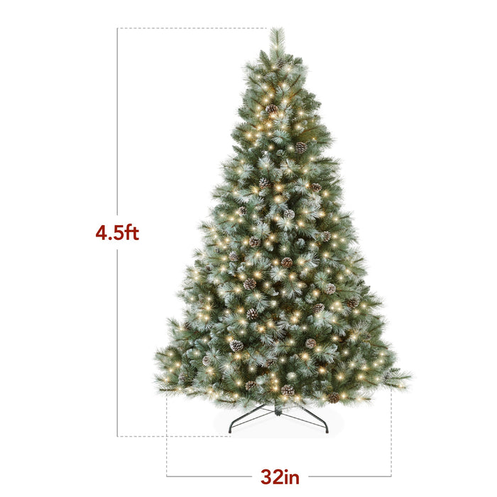 Pre-Lit Frosted Artificial Scotch Pine Christmas Tree w/ Metal Stand