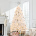 Prelit White Artificial Tinsel Christmas Tree w/ Foldable Stand