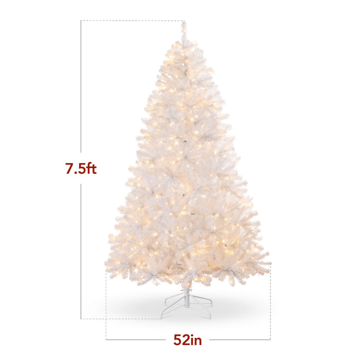 Prelit White Artificial Tinsel Christmas Tree w/ Foldable Stand