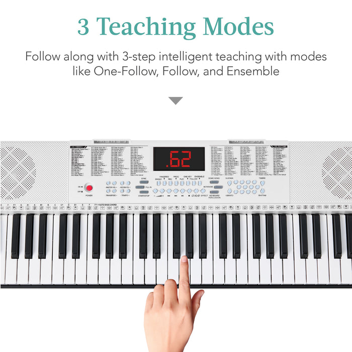 61-Key Beginners Electronic Keyboard Piano Set w/ 3 Modes, Microphone