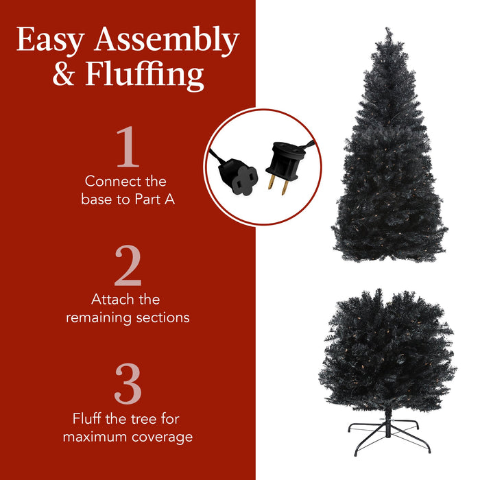 Pre-Lit Black Artificial Pencil Holiday Tree