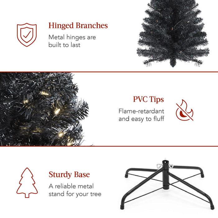 Pre-Lit Black Artificial Pencil Holiday Tree