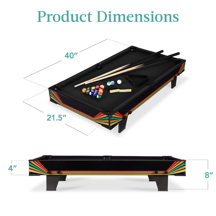 Ensemble de billard de table, table de jeu d'arcade avec 2 queues, sac de rangement - 40 pouces