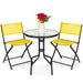 3-Piece Bistro Set w/ Glass Table, 2 Foldable Chairs