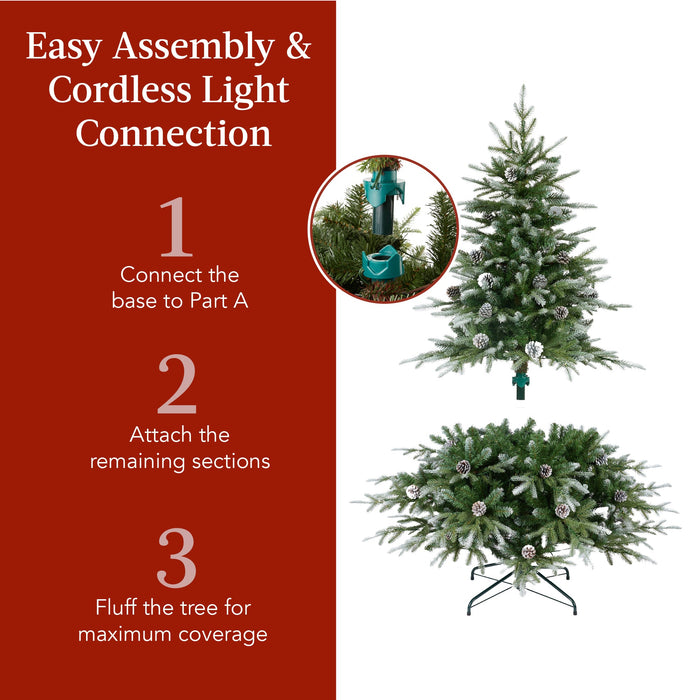 Pre-Lit Artificial Flocked Aspen Noble Fir Christmas Tree w/ Stand