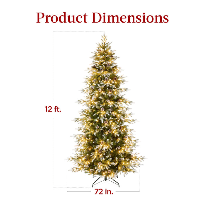 Pre-Lit Artificial Flocked Aspen Noble Fir Christmas Tree w/ Stand