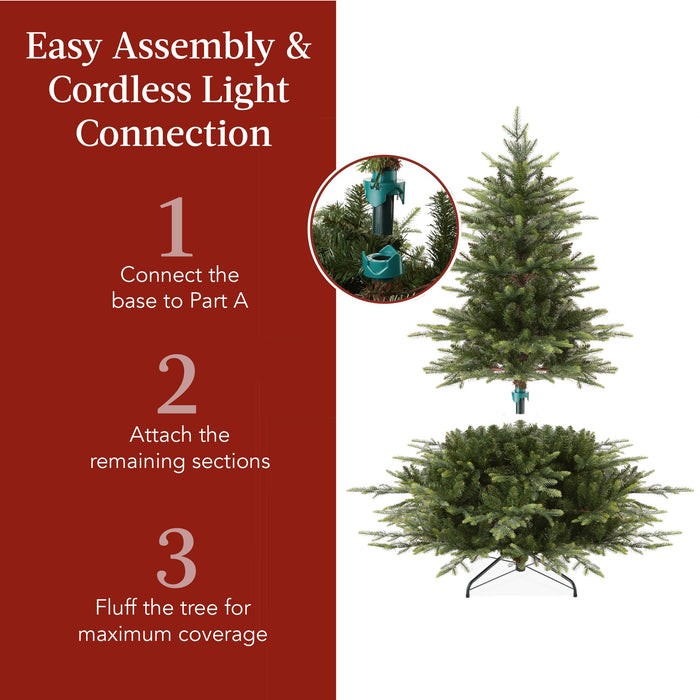 Pre-Lit Artificial Aspen Noble Fir Christmas Tree w/ Metal Stand