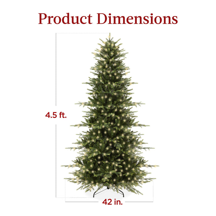 Pre-Lit Artificial Aspen Noble Fir Christmas Tree w/ Metal Stand