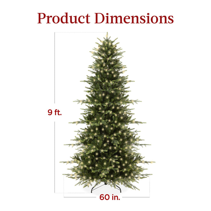 Pre-Lit Artificial Aspen Noble Fir Christmas Tree w/ Metal Stand