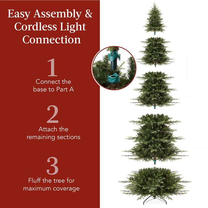 Pre-Lit Artificial Aspen Noble Fir Christmas Tree w/ Metal Stand