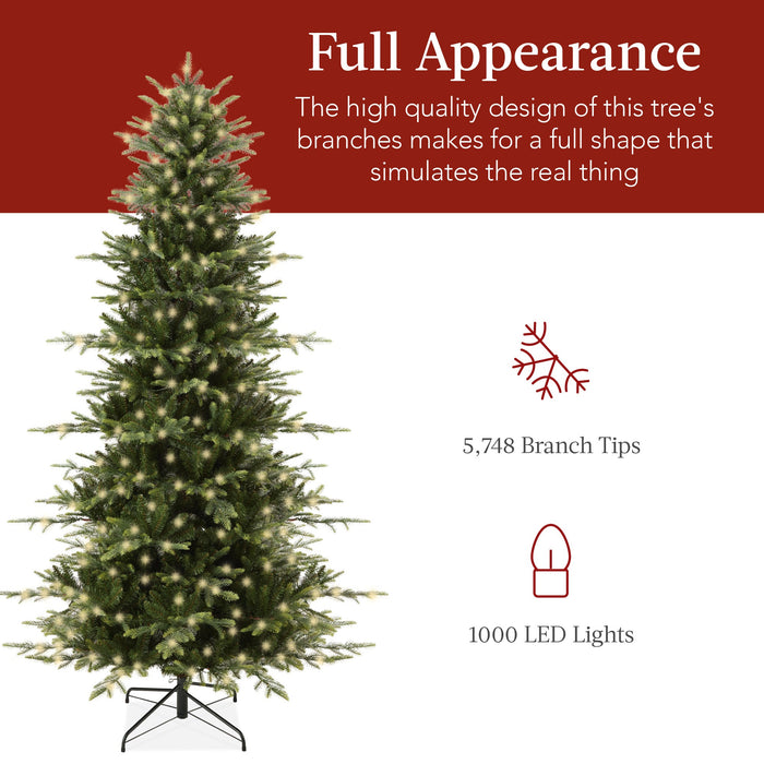 Pre-Lit Artificial Aspen Noble Fir Christmas Tree w/ Metal Stand