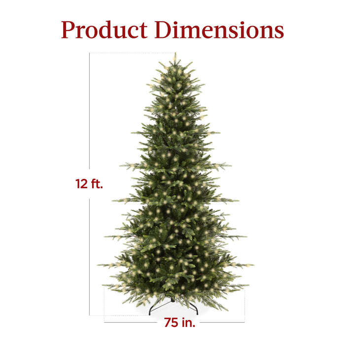 Pre-Lit Artificial Aspen Noble Fir Christmas Tree w/ Metal Stand