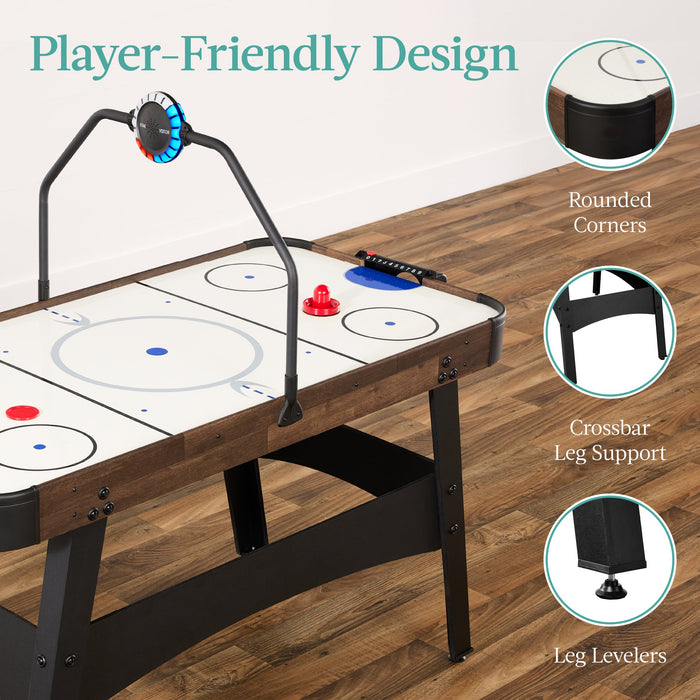 Table de jeu de hockey sur air avec lumières LED, tableau de bord, moteur puissant - 54 po