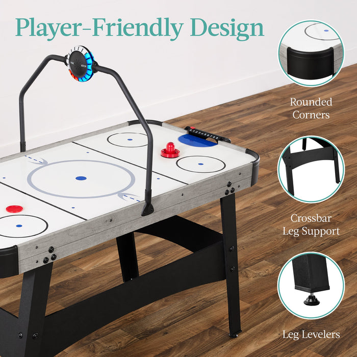 Table de jeu de hockey sur air avec lumières LED, tableau de bord, moteur puissant - 54 po