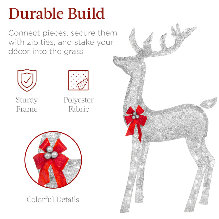 3-Piece Lighted Christmas Deer Set Outdoor Decor with LED Lights