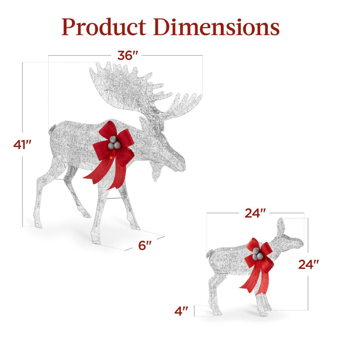 2-Piece Moose Family Lighted Outdoor Christmas Decoration Set w/ 170 Lights