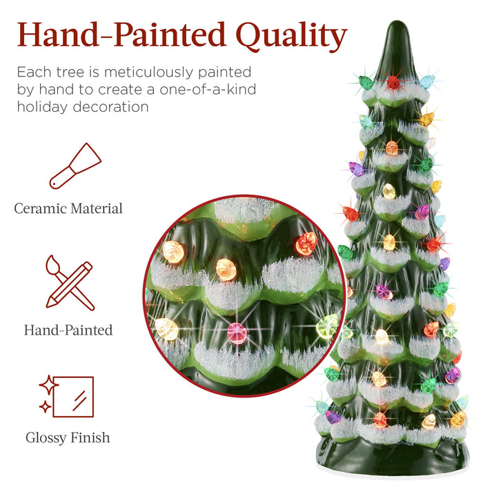 Set of 3 Pre-Lit Ceramic Tabletop Christmas Trees