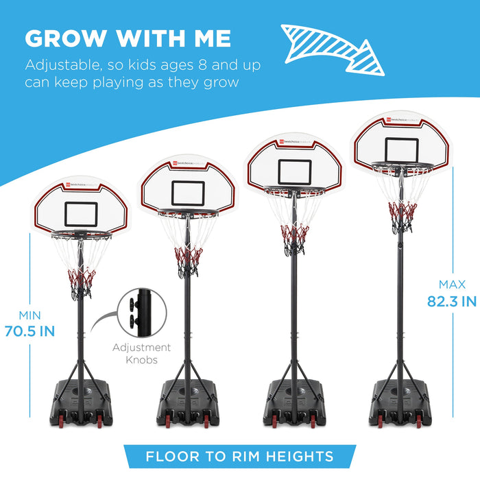 Panier de basket-ball réglable en hauteur pour enfants, système de panneau arrière portable avec roues