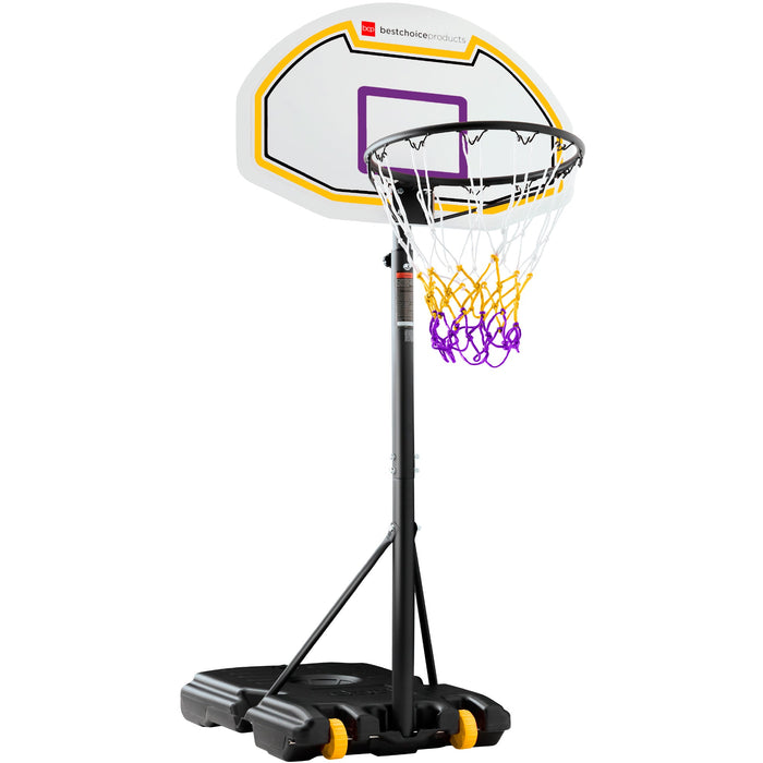 Kids Height-Adjustable Basketball Hoop, Portable Backboard System w/ Wheels