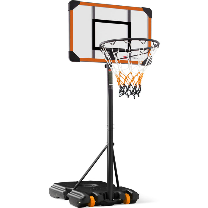 Kids Height-Adjustable Basketball Hoop, Square Backboard w/ 2 Wheels