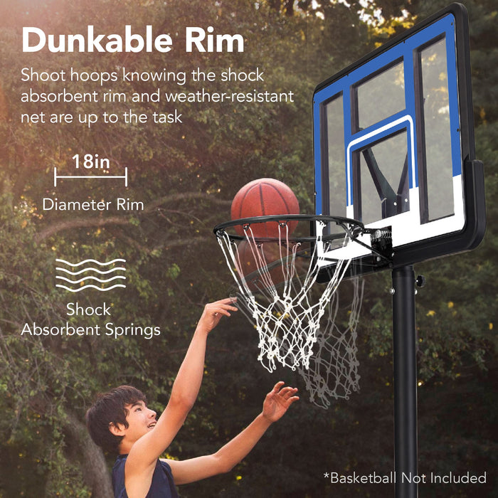 Panier de basket-ball réglable de taille réglementaire avec base remplissable, 2 roues