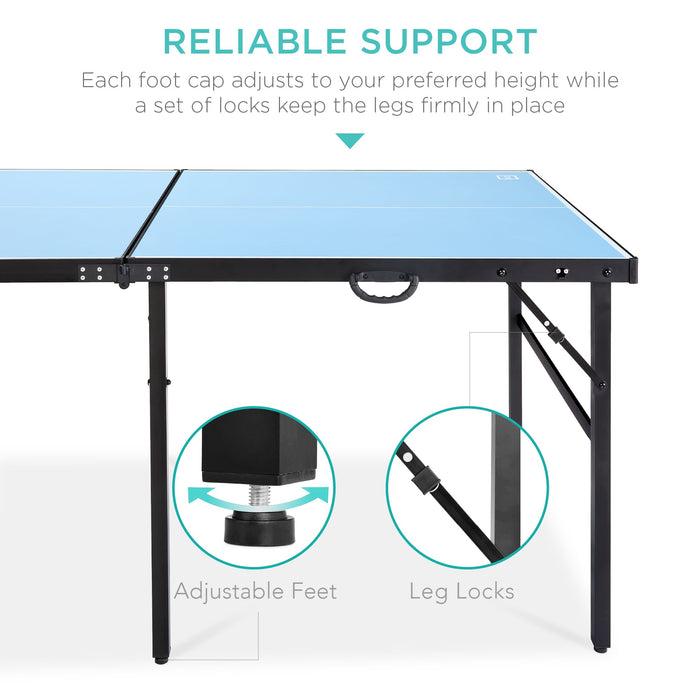 Portable Ping Pong Table Tennis Game Set w/ Paddles, Balls - 6x3ft