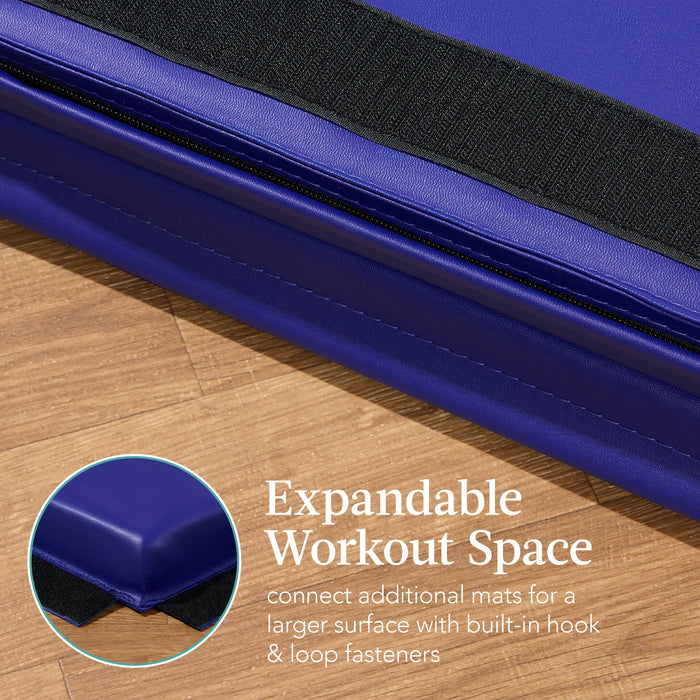 Folding Exercise Fitness Floor Mat w/ Handles & Balance Beam