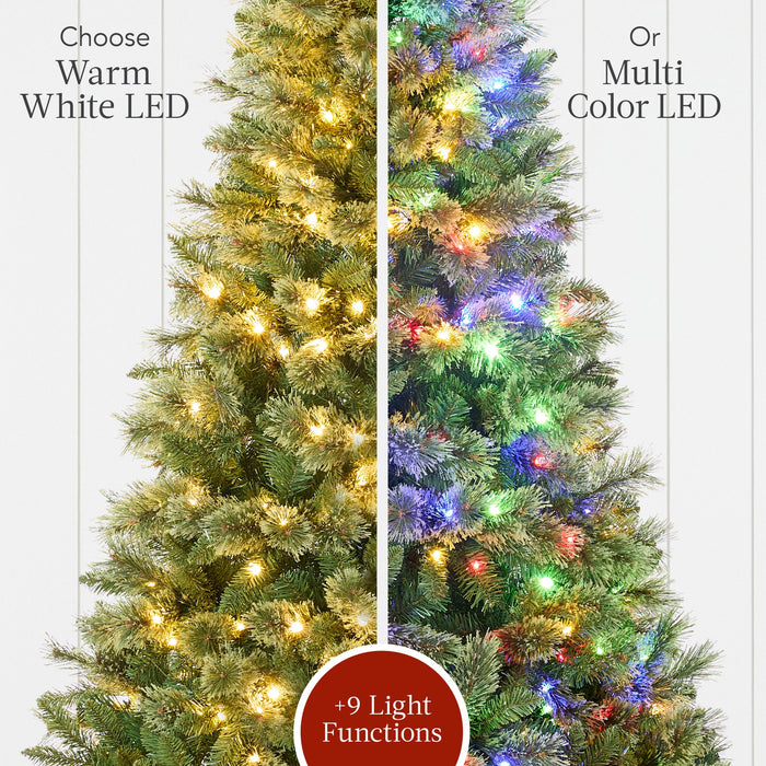 Sapin de Noël en cachemire de qualité supérieure pré-éclairé avec connexion sans fil et lumières LED