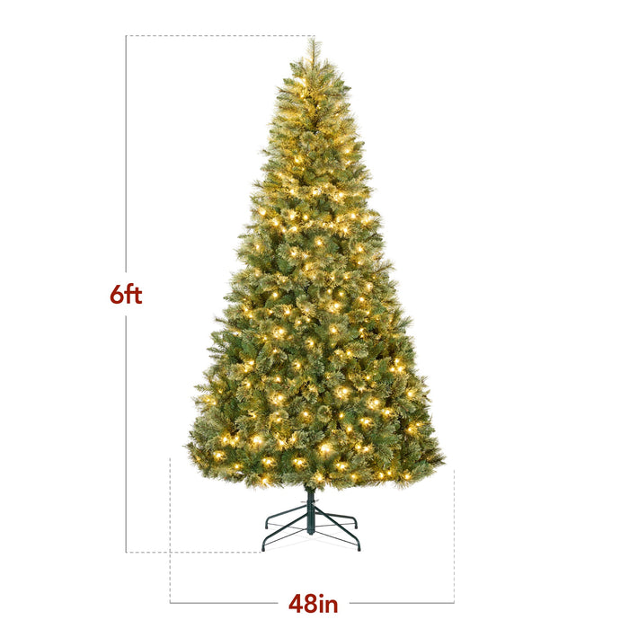 Sapin de Noël en cachemire de qualité supérieure pré-éclairé avec connexion sans fil et lumières LED