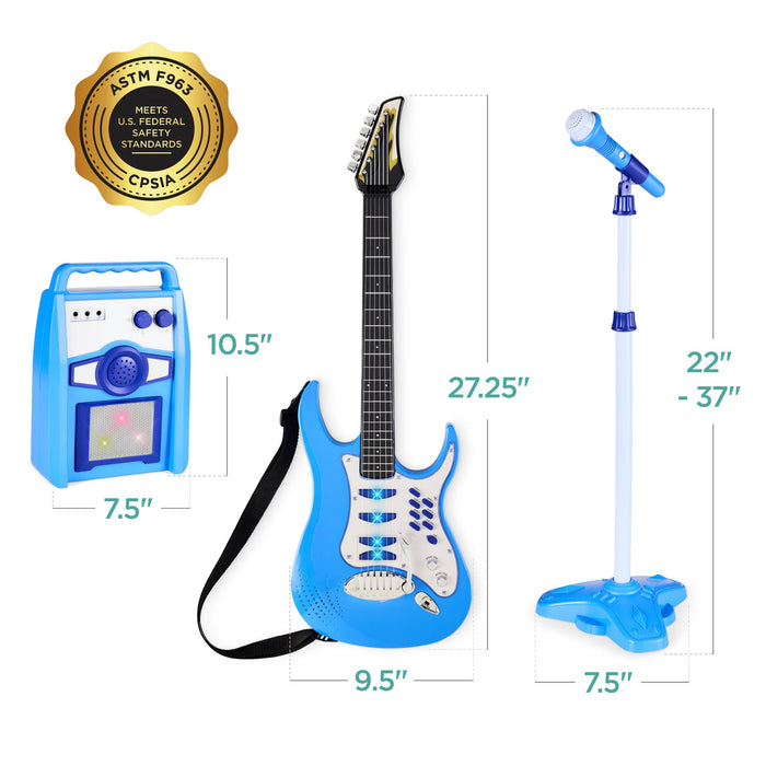 Kids Electric Guitar Toy Play Set w/ 6 Songs, Microphone, Amp