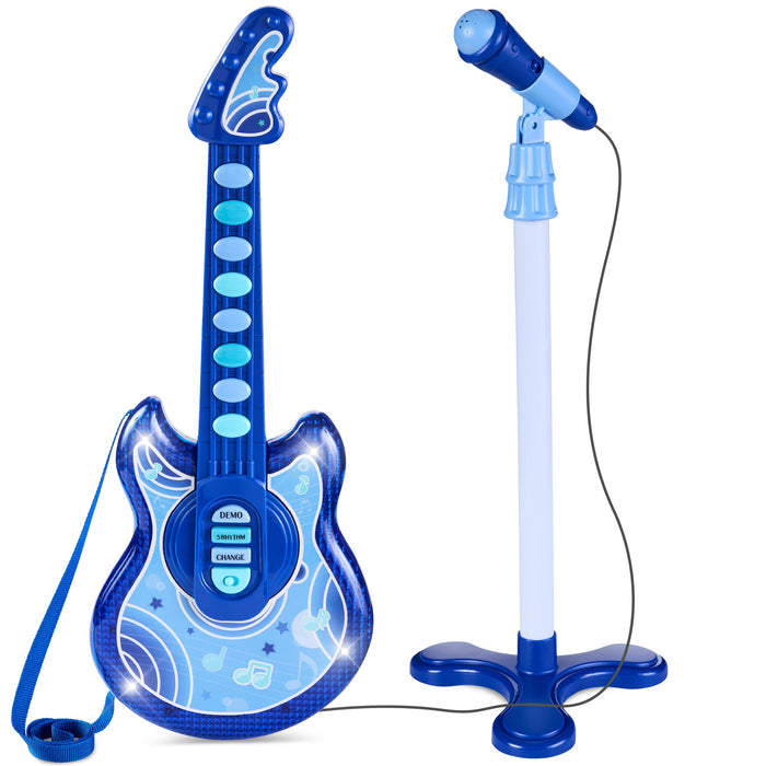 Kids Pretend Play Guitar Musical Instrument Toy w/ Microphone, Stand - 19in